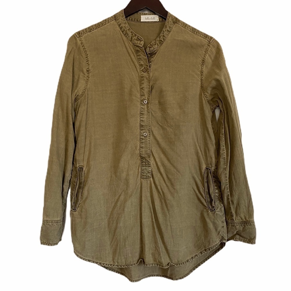 BELLA DAHL Pocket Tunic Top Army Green Small